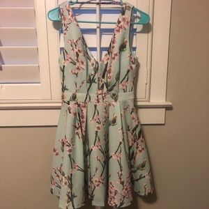 Nordstrom aqua blue floral dress